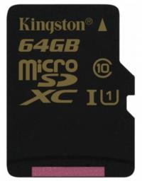 Карта памяти 64Gb - Kingston - Micro Secure Digital HC UHS-I Class 10 SDCA10/64GBSP