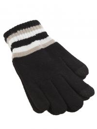 Теплые перчатки дл сенсорных дисплеев iCasemore трикотажные полосы на манжетах р.UNI Black