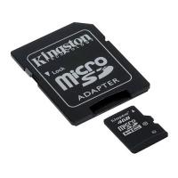 Карта памяти 4Gb - Kingston - Micro Secure Digital HC Class 4 SDC4/4GB с переходником под SD