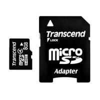 Карта памяти 8Gb - Transcend - Micro Secure Digital HC Class 4 TS8GUSDHC4 с переходником под SD