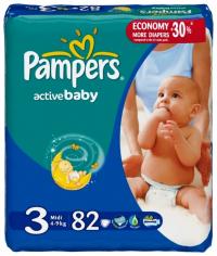 Подгузники Pampers Active Baby-Dry Midi 4-9кг 82шт 4015400265085