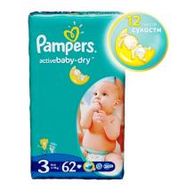 Подгузники Pampers Active Baby-Dry Midi 4-9кг 62шт 4015400265054