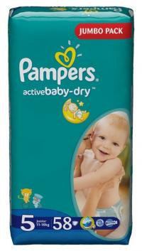 Подгузники Pampers Active Baby-Dry Junior 11-18кг 58шт 4015400264811