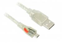 Аксессуар Greenconnect Premium USB 2.0 AM-Micro B 5pin Transparent GCR-UA2MCB2-BD2S-0.5m
