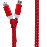 Аксессуар Krutoff USB - MicroUSB + Lightning для iPhone 5/6 Red 14186