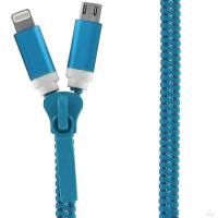 Аксессуар Krutoff USB - MicroUSB + Lightning для iPhone 5/6 Blue 14185