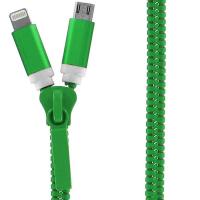Аксессуар Krutoff USB - MicroUSB + Lightning для iPhone 5/6 Green 14183