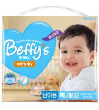 Подгузники Beffys Extra Dry XL более 13кг 32шт для мальчиков