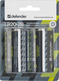 Батарейка D - Defender Alkaline LR20-2B (2 штуки) 56022