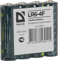 Батарейка AA - Defender Alkaline LR6-4F (4 штуки) 56011