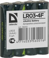 Батарейка AAA - Defender Alkaline LR03-4F 56001 (4 штуки)
