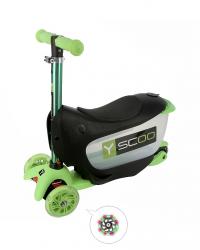 Самокат Y-SCOO Mini Jump&Go Green со светщимис колесами