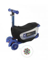 Самокат Y-SCOO Mini Jump&Go Dark Blue со светящимися колесами