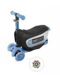 Самокат Y-SCOO Mini Jump&Go Aqua со светящимися колесами