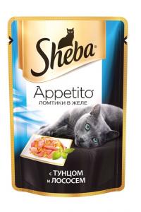 Корм Sheba Appetito Тунец/Лосось желе 85g для кошек 10139818