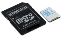 Карта памяти 64Gb - Kingston Micro Secure Digital HC UHS-I U3 SDCAC/64GB с переходником под SD