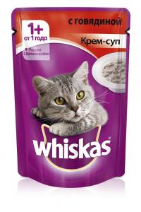 Корм Whiskas Пауч Крем-суп с говядиной 85g для кошек 10156264/10151091