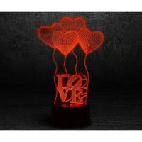 3D лампа 3d Lamp Сердечки LOVE