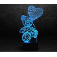 3D лампа 3d Lamp Мишка с шариком