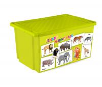Ящик для игрушек Little Angel Обучайка Животные 57L Light Green LA1025ОБ