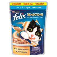 Корм Felix Sensations Треска и томат в удивительном соусе 85g для кошек 12318966