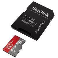Карта памяти 64Gb - SanDisk Ultra microSDXC A1 UHS-I Class 10 SDSQUAR-064G-GN6IA с переходником под SD
