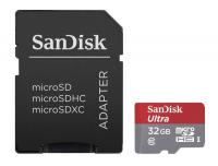 Карта памяти 32Gb - SanDisk Ultra microSDHC Class 10 SDSQUNS-032G-GN6TA с переходником под SD