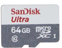 Карта памяти 64Gb - SanDisk Ultra microSD Class 10 UHS-I SDSQUNS-064G-GN3MA с переходником под SD