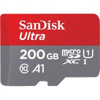 Карта памяти 200Gb - SanDisk Ultra microSDXC A1 100mb/s Class 10 UHS-I SDSQUAR-200G-GN6MA с переходником под SD