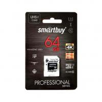 Карта памяти 64Gb - SmartBuy Micro Secure Digital Class 10 Pro SB64GBSDCL10U3-01