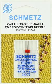 Двойная игла для вышивки Schmetz №75/2 130/705H-E ZWI 1шт