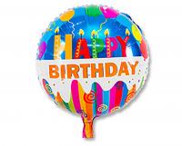 Шар фольгированный Веселая затея 18-inch С днем рождения Торт со свечками шары 2811251