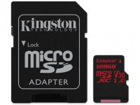 Карта памяти 128Gb - Kingston MicroSDXC U3 UHS-I V30 A1 Canvas React SDCR/128GB с переходником под SD