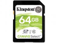 Карта памяти 64GB - Kingston SDHC Canvas Select 80R CL10 UHS-I SDS/64GB