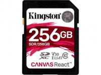 Карта памяти 256GB - Kingston SDXC Canvas React 100R/80W CL10 UHS-I U3 V30 A1 SDR/256GB
