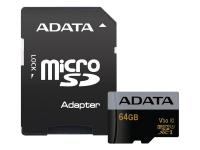 Карта памяти 64Gb - A-Data Premier - Micro Secure Digital XC Class 10 UHS-I U3 AUSDX64GUI3V30G-RA1