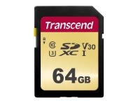 Карта памяти 64Gb - Transcend 500S SDXC I Clase 10 UHS-I U3 V30 TS64GSDC500S