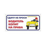 Наклейка на авто Фолиант Сдачу не проси Водитель копит на права НСП