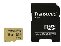 Карта памяти 16Gb - Transcend - Micro Secure Digital HC UHS-I U3 Class 10 TS16GUSD500S с переходником под SD