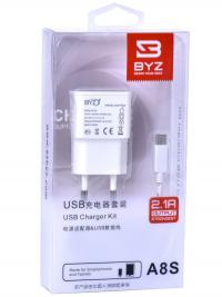 Зарядное устройство BYZ A8s с кабелем MicroUSB White