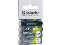 Батарейка AAA - Defender Alkaline LR03-04B (4 штуки) 56008