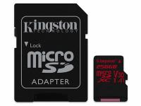 Карта памяти 256Gb - Kingston MicroSDXC Class 10 Canvas React UHS-I U3 V30 + SD адаптер SDCR/256GB