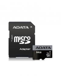 Карта памяти 64Gb - A-Data MicroSDXC UHS-I U3 V30S AUSDX64GUI3V30SA1-RA1 с переходником под SD
