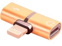 Аксессуар Greenconnect USB 2.0 Lightning 8pin - jack 3.5mm Gold GCR-51150