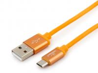 Аксессуар Gembird Cablexpert Silver Series USB 2.0 - MicroUSB 1m Orange CC-S-mUSB01O-1M