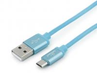 Аксессуар Gembird Cablexpert Silver Series USB 2.0 - MicroUSB 1m Blue CC-S-mUSB01Bl-1M
