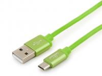 Аксессуар Gembird Cablexpert Silver Series USB 2.0 - MicroUSB 1m Green CC-S-mUSB01Gn-1M
