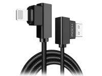 Аксессуар Rock Lightning to USB Dual-end L-shape 1m Black