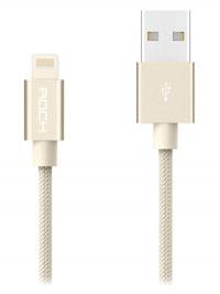 Аксессуар Rock Lightning Metal Charge & Sync Round Cable Gold 1m