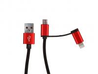Аксессуар Red Line LX01 2 in 1 USB - microUSB/8pin Black УТ000017254